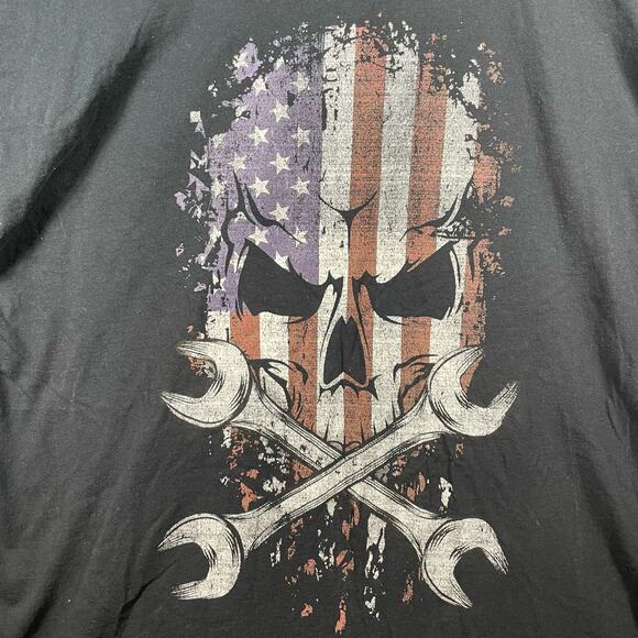 H3Sportgear Patriotic Skull Mechanic T-Shirt Men's XL Black Short Sleeve Casual - Picture 1 of 7